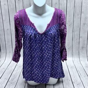 Lucky Brand Live and Love Floral Blouse Size Small